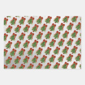Snowy Christmas Tree & Bow Silver Wrapping Paper (Voorkant 3)