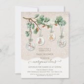 Snowy Christmas Tree Branch Ornament Baby shower Kaart (Voorkant)