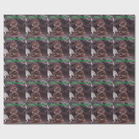 Snowy Christmas Tree Bright Holiday Lights Cadeaupapier (Vlak)