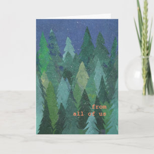 Snowy Christmas Tree Forest Kaart van ons allemaal