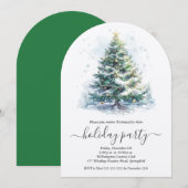 Snowy Christmas Tree Holiday Party Kaart (Voorkant / Achterkant)
