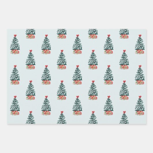 Snowy Christmas Tree Inpakpapier Vel (Voorkant 3)