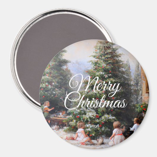 Snowy Christmas Tree Kids' Play Oil Painting Magneet (Voorkant / Achterkant)