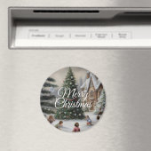 Snowy Christmas Tree Oil Painting Kids' Play Magneet (Insitu (Vaatwasser))