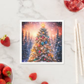 Snowy Christmas Tree Paper Napkins Servet (Insitu)