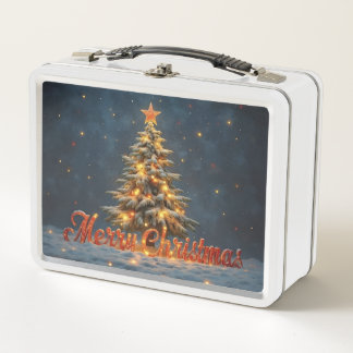 Snowy Christmas Tree with Warm Lights