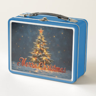 Snowy Christmas Tree with Warm Lights