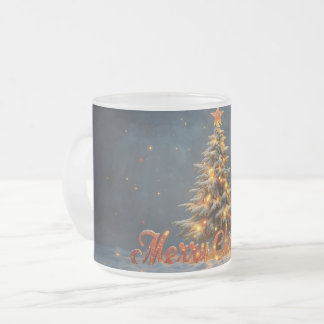 Snowy Christmas Tree with Warm Lights Matglas Koffiemok