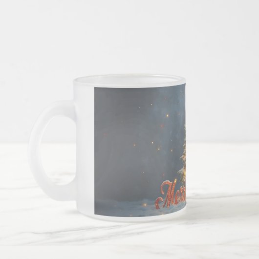 Snowy Christmas Tree with Warm Lights Matglas Koffiemok (Links)