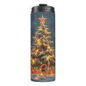 Snowy Christmas Tree with Warm Lights Thermosbeker (Voorkant)