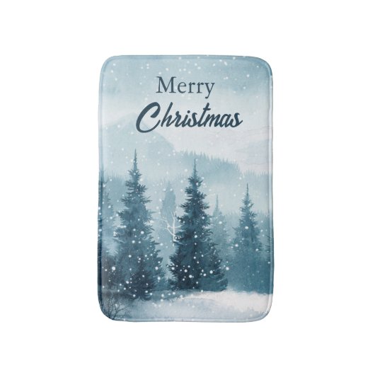 Snowy Christmas Trees  Badmat (Voorkant Verticaal)