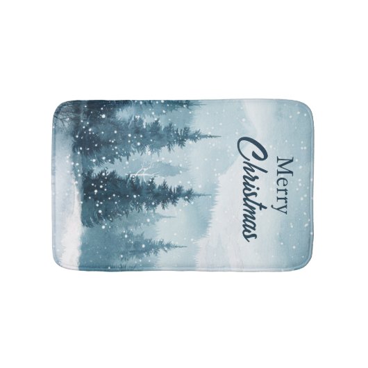 Snowy Christmas Trees  Badmat (Voorkant)