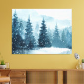 Snowy Christmas Trees Canvas Afdruk (Insitu (Woonkamer))