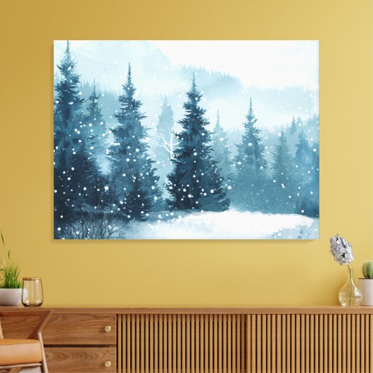 Snowy Christmas Trees  Canvas Afdruk (Insitu (Woonkamer))