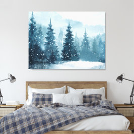 Snowy Christmas Trees  Canvas Afdruk