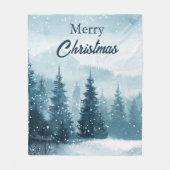 Snowy Christmas Trees Fleece Deken (Voorkant)