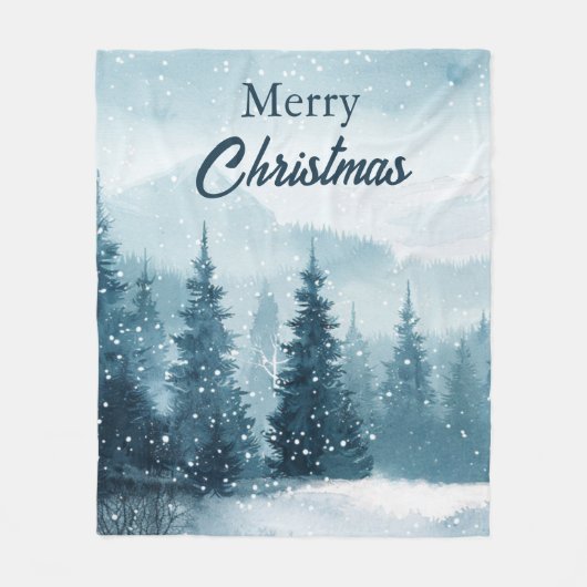 Snowy Christmas Trees  Fleece Deken (Voorkant)