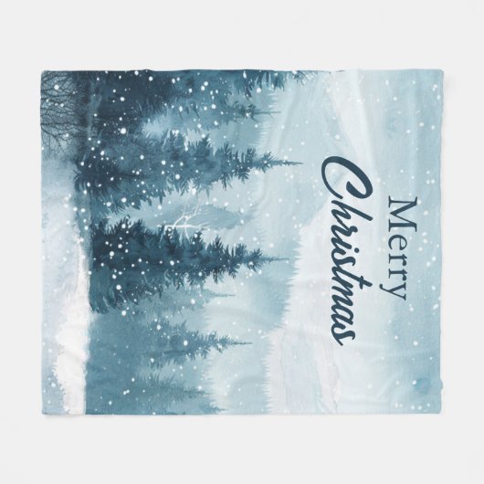 Snowy Christmas Trees  Fleece Deken (Voorkant (Horizontaal))