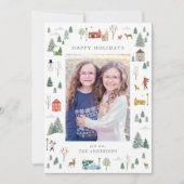 Snowy Christmas village Flat Holiday Kaart (Voorkant)