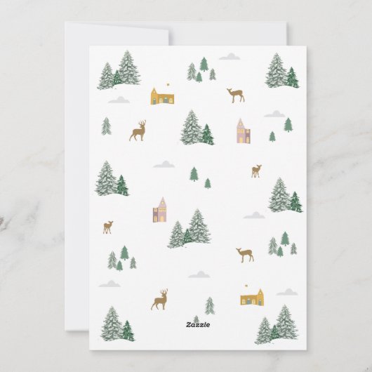 Snowy Christmas village Flat Holiday Kaart (Achterkant)