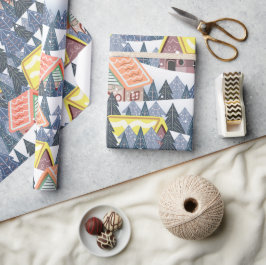 Snowy Christmas Village Pattern Cadeaupapier