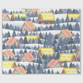 Snowy Christmas Village Pattern Cadeaupapier (Vlak)