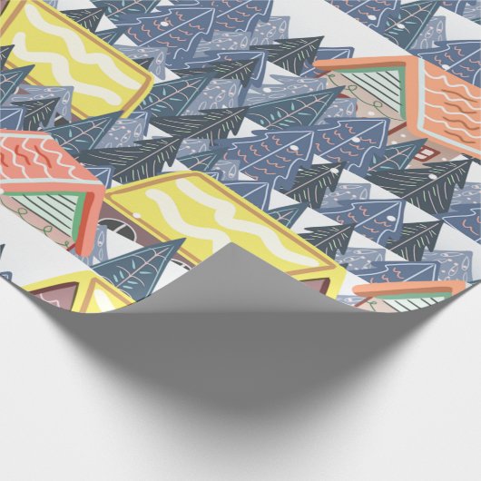 Snowy Christmas Village Pattern Cadeaupapier (Hoek)