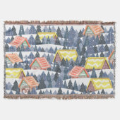 Snowy Christmas Village Pattern Deken (Voorkant)