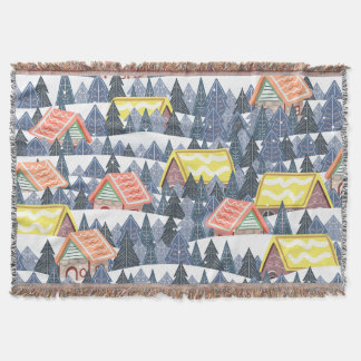 Snowy Christmas Village Pattern Deken