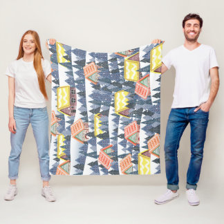 Snowy Christmas Village Pattern Fleece Deken