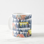 Snowy Christmas Village Pattern Koffiemok (Voorkant links)