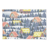 Snowy Christmas Village Pattern Kussensloop (Voorkant)