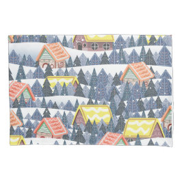 Snowy Christmas Village Pattern Kussensloop