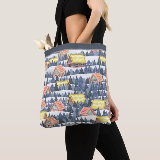 Snowy Christmas Village Pattern Tote Bag (Dichtbij)