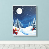 Snowy Christmas Winter Wonderland Canvas Afdruk (Insitu (Houten vloer))