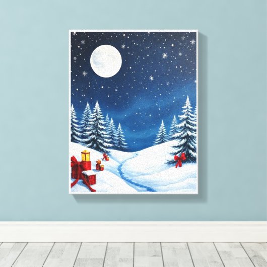 Snowy Christmas Winter Wonderland  Canvas Afdruk (Insitu (Houten vloer))