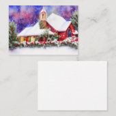 Snowy Church budget mini Kerstmis Notitiekaartje (Voorkant / Achterkant)