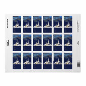 Snowy Church Christmas Gift Label Stickers (Full Sheet)