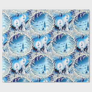 Snowy Church en kaarsen Cadeaupapier