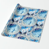 Snowy Church en kaarsen Cadeaupapier (Uitgerold)