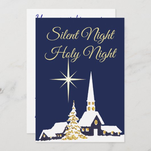 Snowy Church kerstfeest uitnodiging (Voorkant / Achterkant)