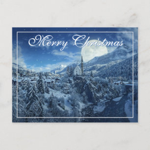 Snowy Church Scene-kerstkaarten Briefkaart