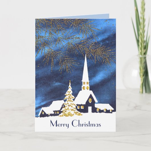 Snowy Church Season's Greetings Card Feestdagen Kaart (Voorkant)