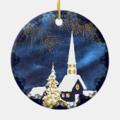Snowy Church Vintage Christmas Ornament (Achterkant)
