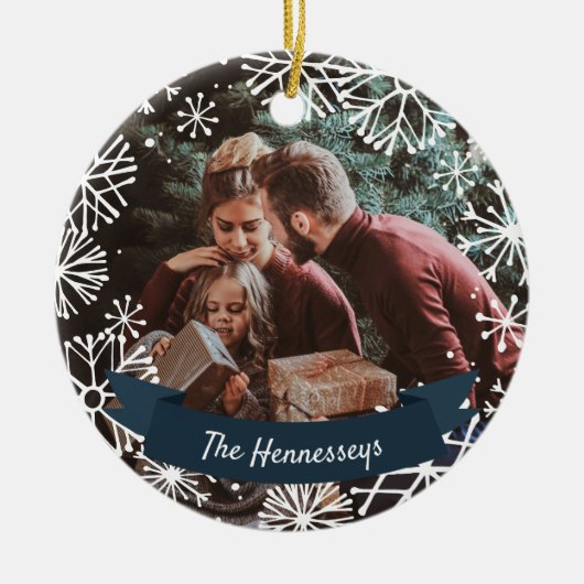 Snowy Circle | Persoonlijke foto Keramisch Ornament (Voorkant)