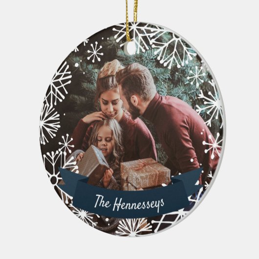 Snowy Circle | Persoonlijke foto Keramisch Ornament (Links)