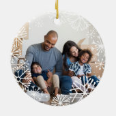 Snowy Cirkel Eerste Kerstmis in onze nieuwe thuisf Keramisch Ornament (Achterkant)