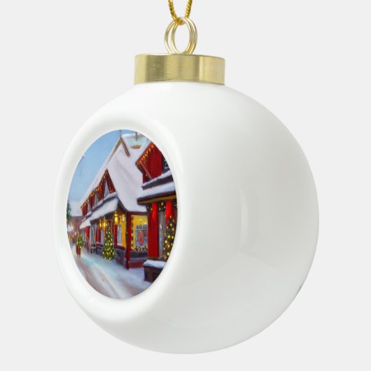 Snowy City straat met Kerstmis Keramische Bal Ornament (Rechts)