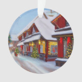 Snowy City straat met Kerstmis Ornament (voorkant)
