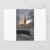 Snowy Clock Tower met bank Briefkaart (Voorkant)